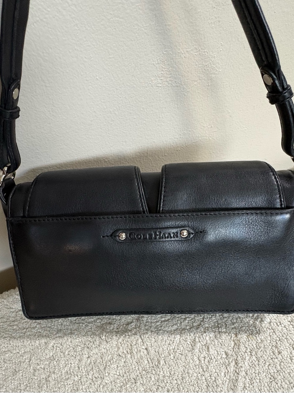 COLE HAAN Black Leather SMALL Classic SHOULDER Hand BAG Purse - Picture 4 of 7